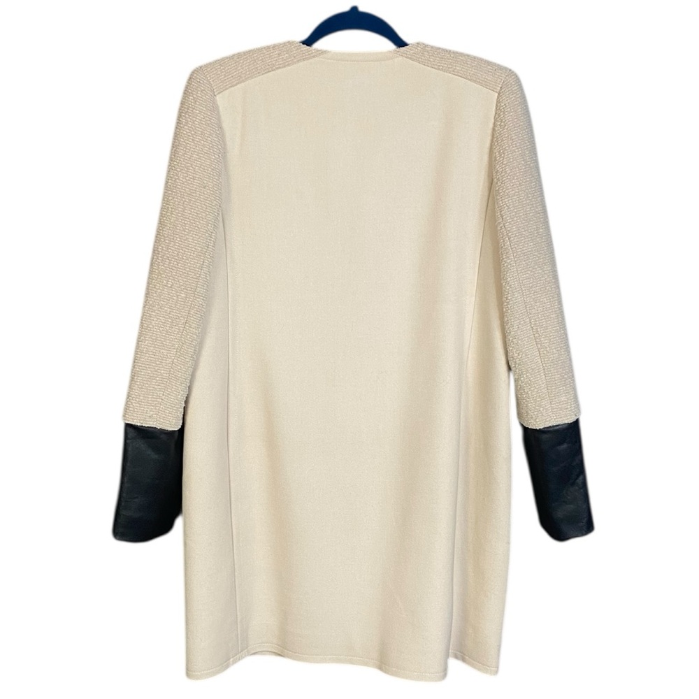 Club Monaco Cream Wool Blend Leather Cuff Pea Coat Women's Small - Picture 3 of 8